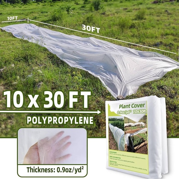 CJGQ (x2) 10’x30’ Polypropylene Plant Cover Blankets, Winter Protection Anti Bug - Picture 5 of 9